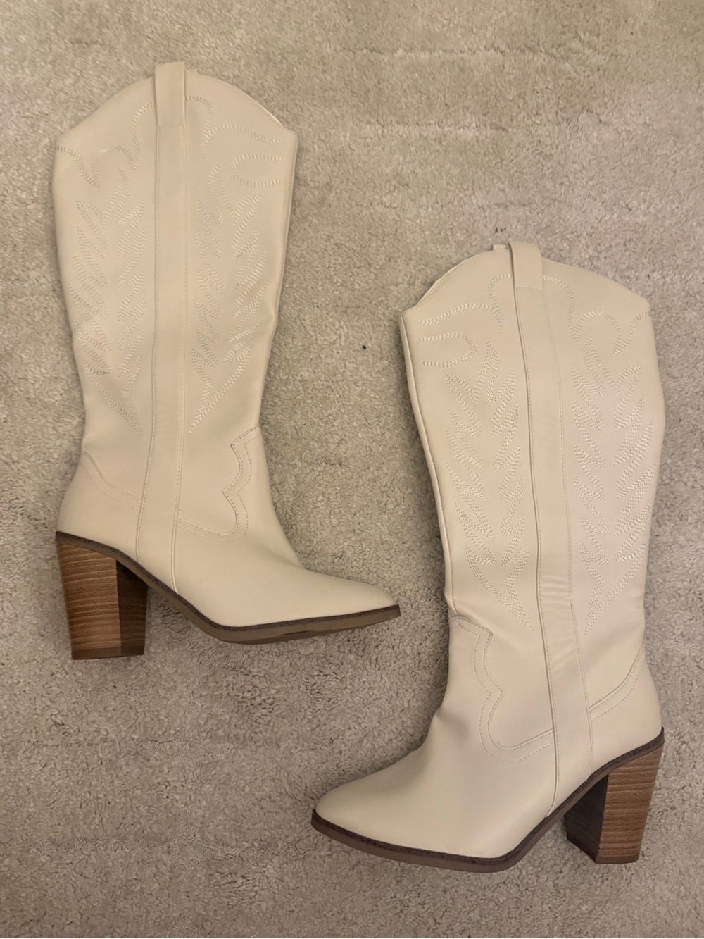 Altar'd State Cream Western Block Heel Boots